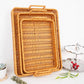 MHome  Kitchen Bread Serving Trays Unique Rectangular Woven Baskets for Fruit and Bread with Easy Carry Handle 3pc Set