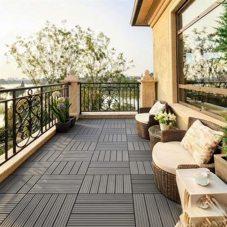 MHome Composite PVC Non-Slip Outdoor Decking Tiles 10pc Pack