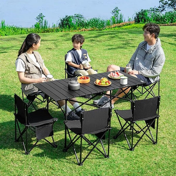 Outdoor Foldable Table With 6 Chairs Camping Set 120cm x 55cm x 50cm
