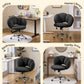 MFurn Rotating Boucle Upholstered Desk Makeup Vanity Chair with Wheels Swivel Cloud-shaped Accent Chair with Adjustable Height for Home Office Living Room, Bedroom Women Black
