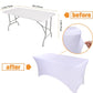 Rectangle Table Tablecloth Wrinkle Resistant Table Cover Stretchable Patio Tablecloths for Wedding Party Banquet