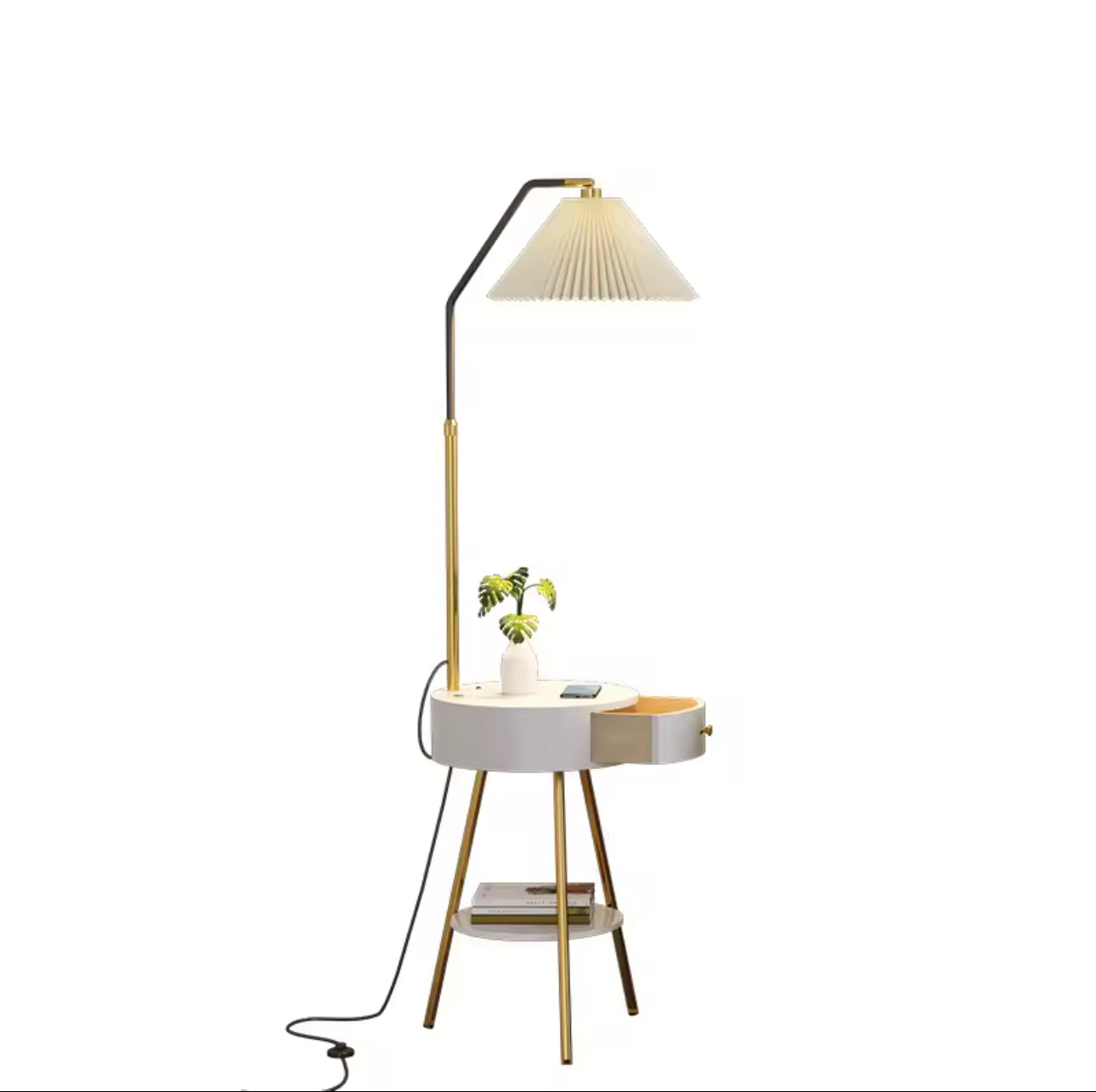 MFurn Scandinavian Style Floor Lamp with Shelf – Living Room & Bedroom
