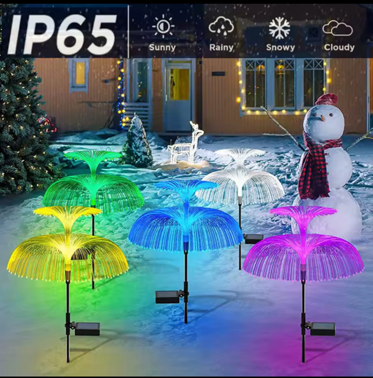 MHome Solar Garden Jellyfish Light 4-Pack – 7-Color Changing Outdoor Lights