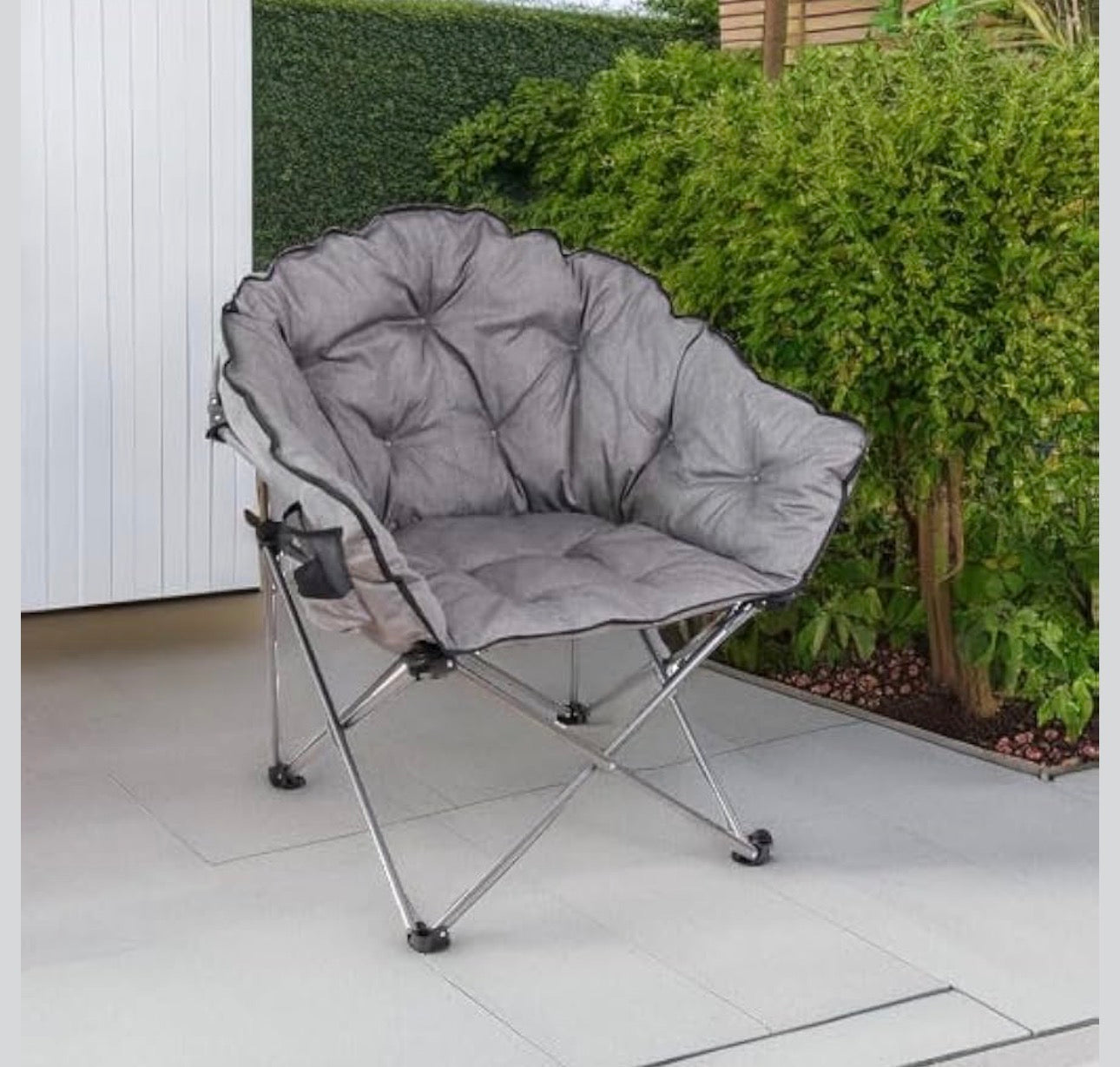 MFURN Padded Cushion Outdoor Folding Lounge Patio Club Chair, Gray