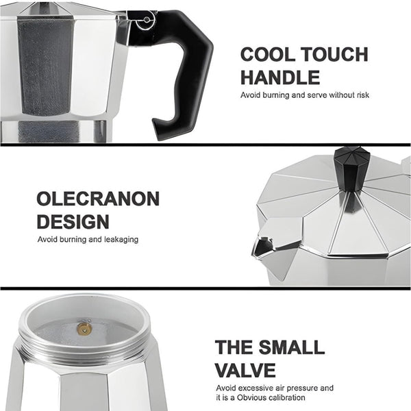 Classic Moka Espresso Pot | 3Cup & 6Cup Options