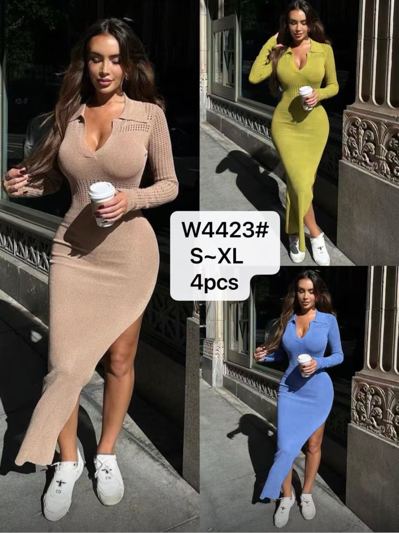 Ladies Long Sleeved Knitted Dress-Various Colours