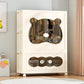 MHome  Kids Bear Wardrobe/Multifunctional Collapsible Plastic Wardrobe for Kids- Storage Cabinet – Dustproof Organizer for Baby Clothes, Toys & Books with Wheels & Hangers- Beige/Various Sizes