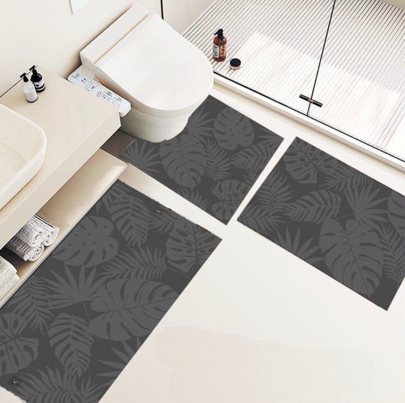 MHome 3D Rubber Toilet Mat Set 3pc-Various Colours
