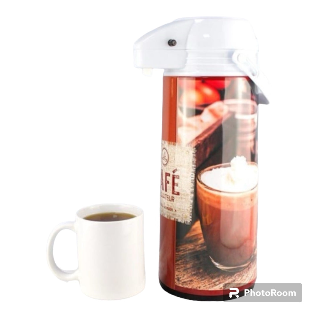 Coffee Design Thermos With Pump, 1500ml Capacity