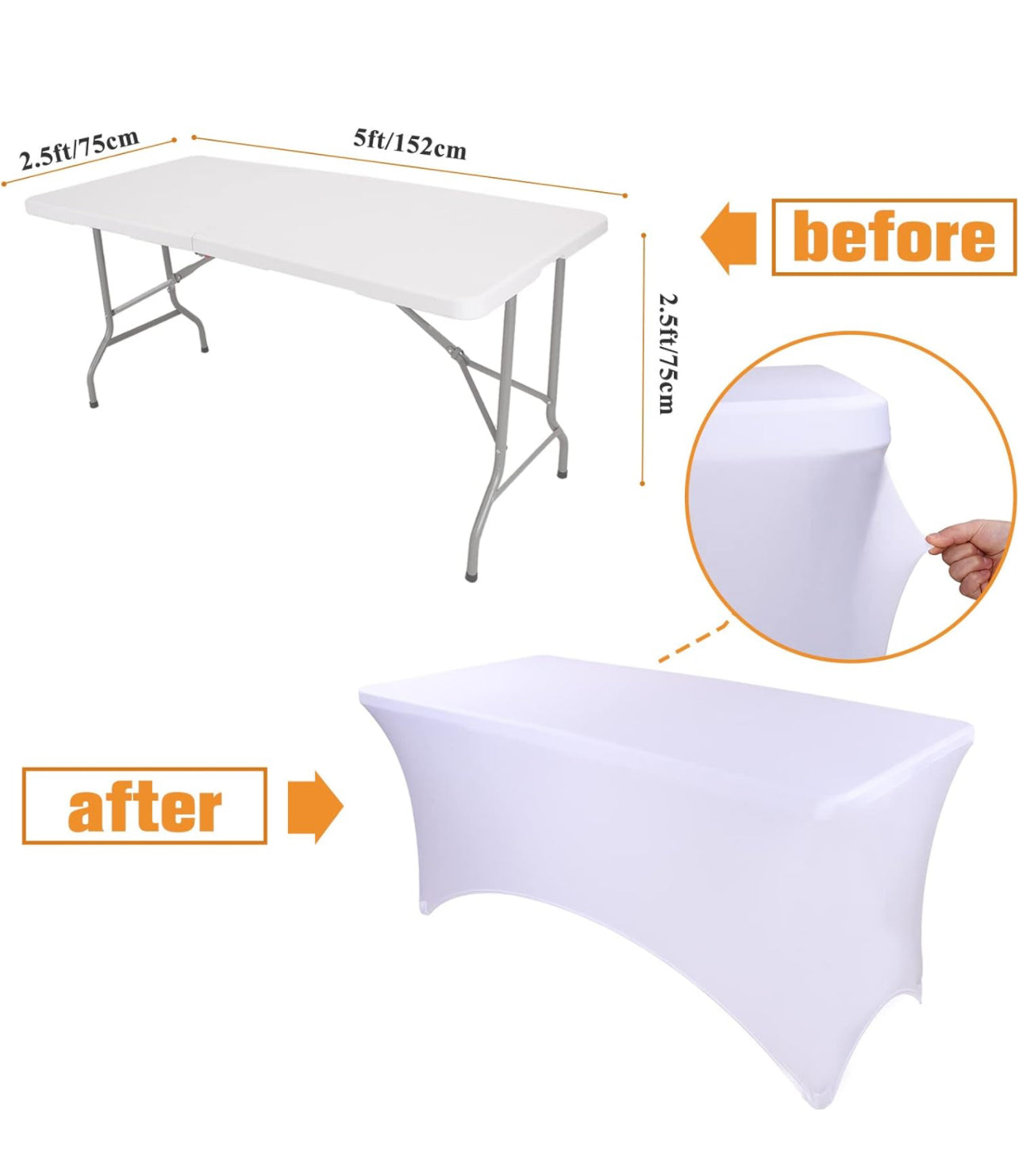Rectangle Table Tablecloth Wrinkle Resistant Table Cover Stretchable Patio Tablecloths for Wedding Party Banquet