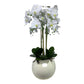 White Faux Orchids in Large Ceramic Bowls
