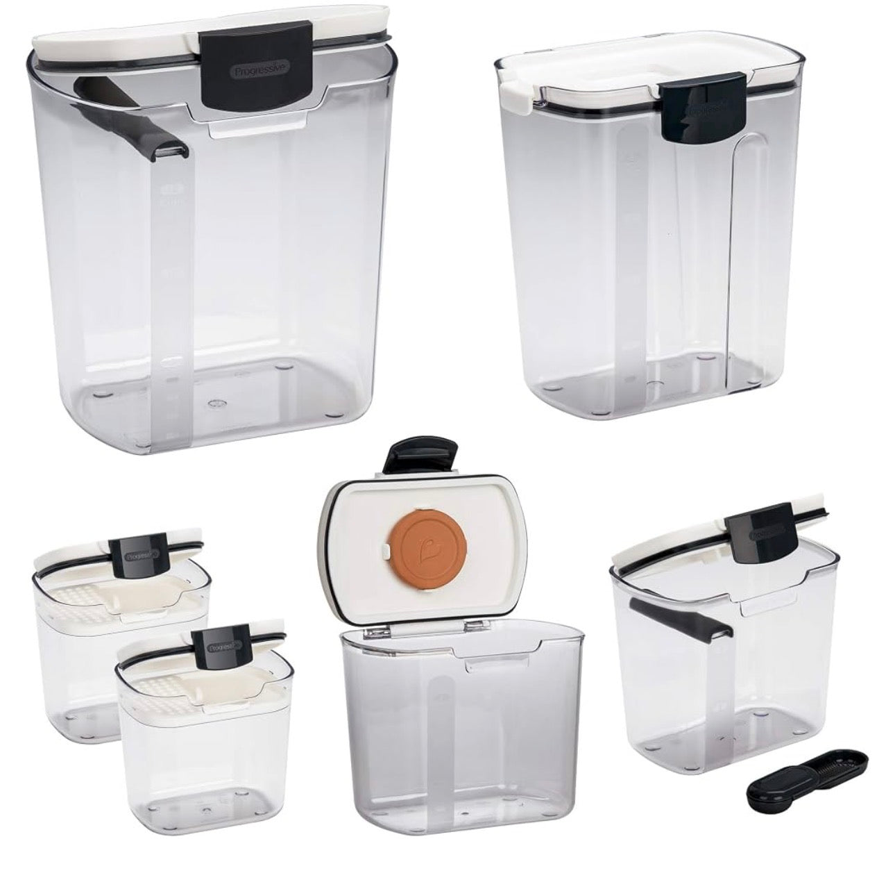 MHome Baker's Airtight Kitchen Storage Canister Container Set for Flour, Sugar & More, Keeps Ingredients Fresh, with Accessories 6pc