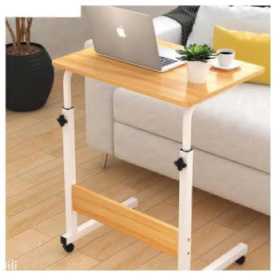 MFurn Portable Laptop Table with Adjustable Height & Wheels – Wooden Rolling Desk
