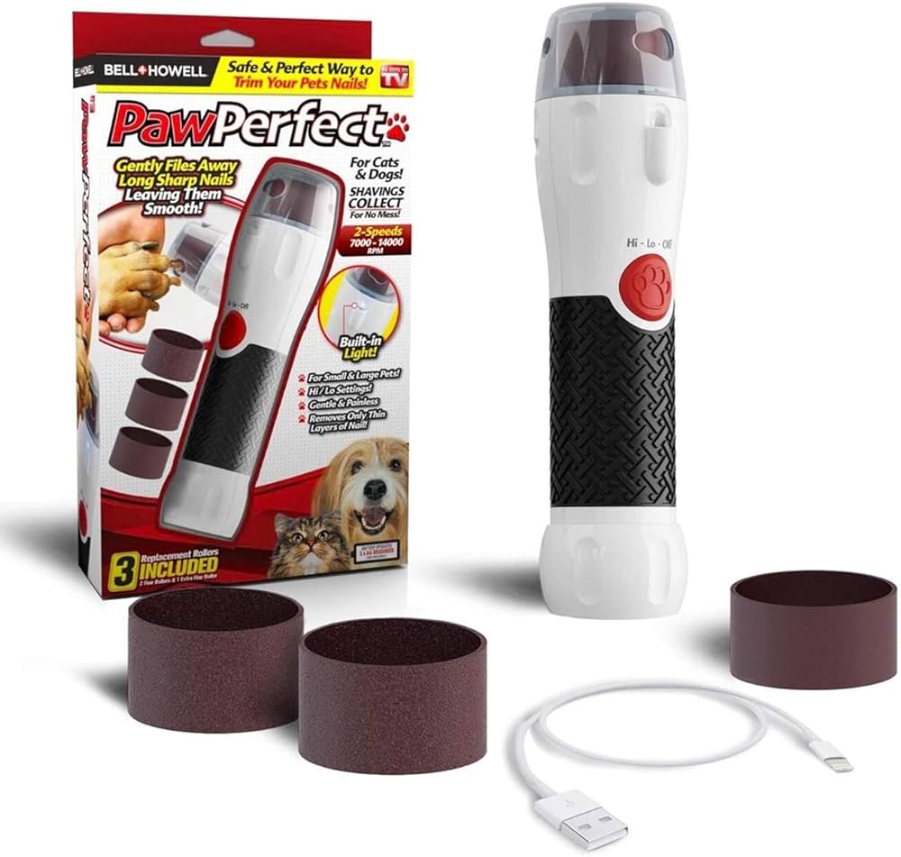 Bell + Howell Pawperfect Pet Nail Rotating File for Dogs, Cats, and Other Small Animals As Seen On TV (Rechargeable)