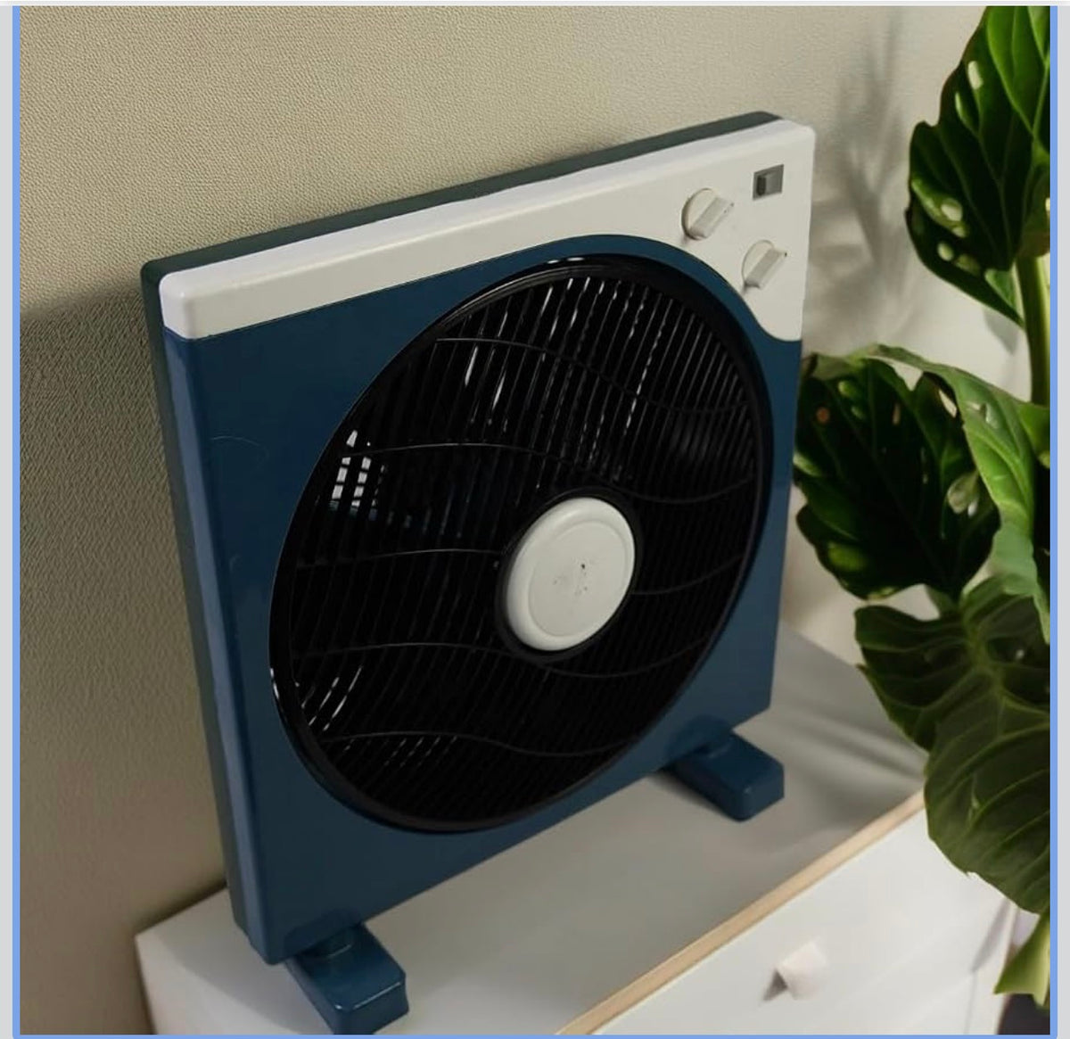 Condere Box Fan FS40-F12 12" - Powerful Desk Fan with 3 Speeds, 60-Min Timer, Oscillation, and Cool Air Flow for Home, Travel, and Window Use