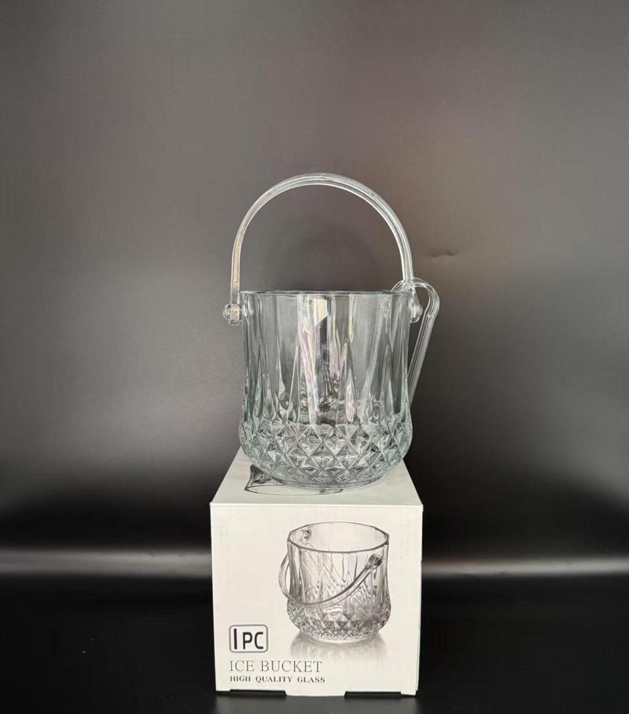 Ice Bucket Glass Wine Champagne Bucket with Handle/Tongs