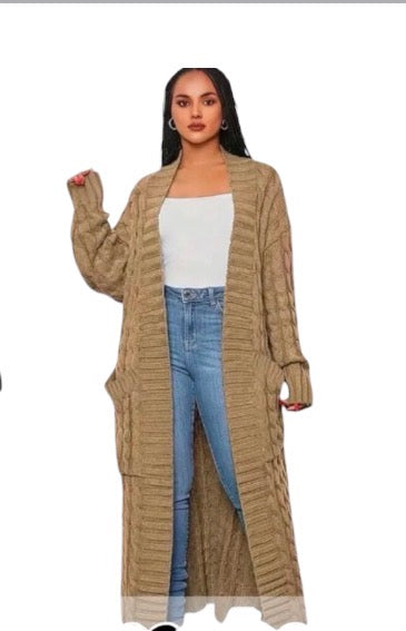 Ladies Long Knitted Cardigan-Various Colours