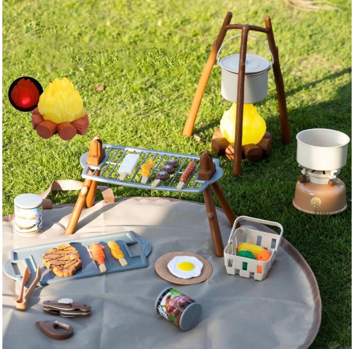 Pretend Play Camping Set Kids Outdoor Campfire Toy Camping Gear Toys for Children Picnic Utensils Toy Set Realistic Campfire Toy for Kids Outdoor Play Camping Toys Kids Camping Toy Set Pretend Play