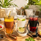 MHome Glass Tumbler with Leather Sleeve and Straw, 450ML,Clear|Stylish Coffee & Juice Sipper Bottle|Reusable Water Cup with Straw & Lid |Premium Clear Drinking Bottle for Gym,School &Travel.
