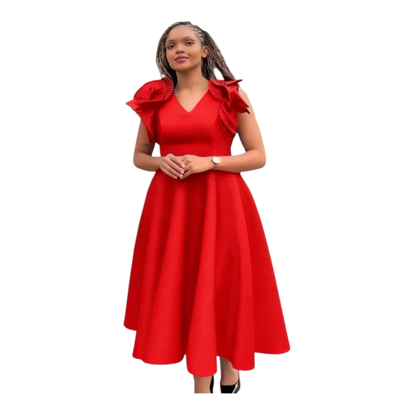 Summer New Ruffle Leaf Edge High Waist A-shaped Skirt Banquet Party Dress-Various Colours