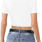 Women’s Short Sleeve Square Neck Crop Tops Basic Slim Fit Cropped T-Shirt