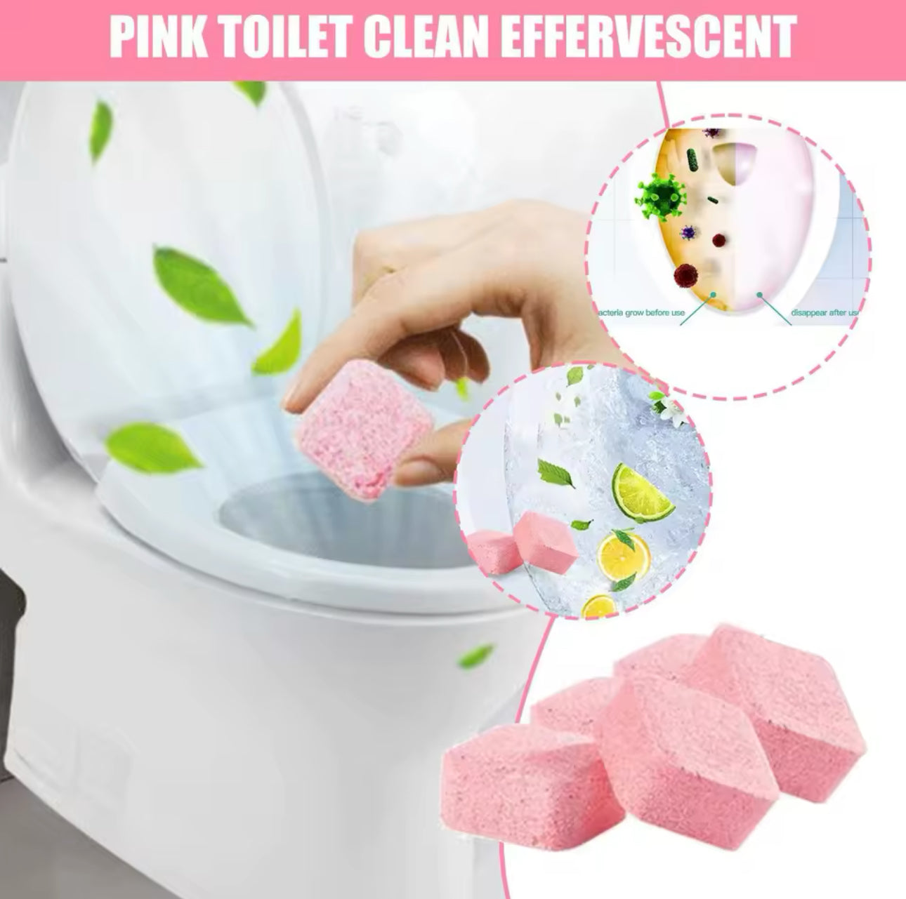 Automatic Toilet Bowl Cleaner Tablets – 12pcs Quick Stain & Odor Remover