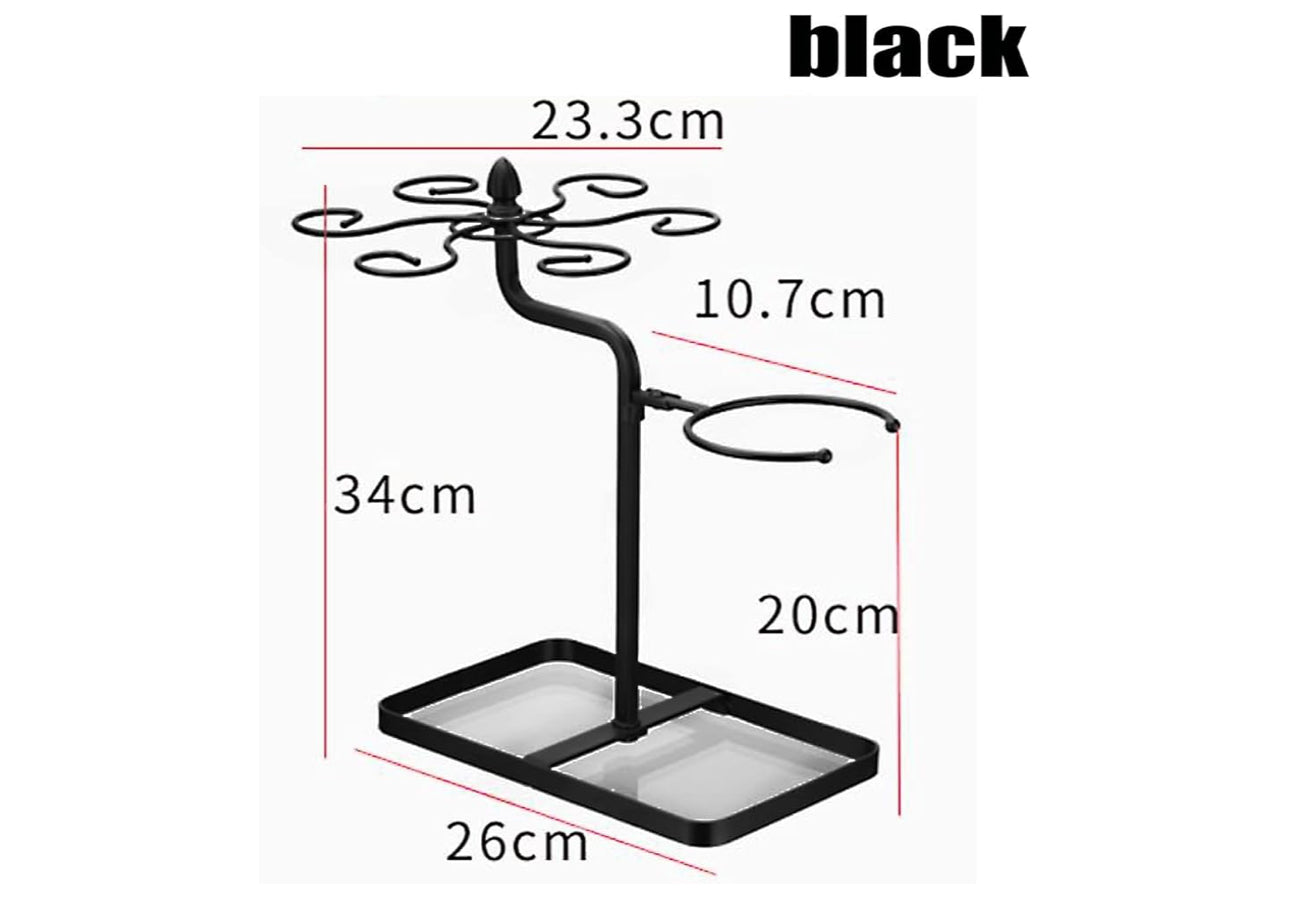MHome Wine Glass Hanging Rack with 6 Hooks, Metal Iron Free Standing Wine & Wine Decanter Holder Black Only.
