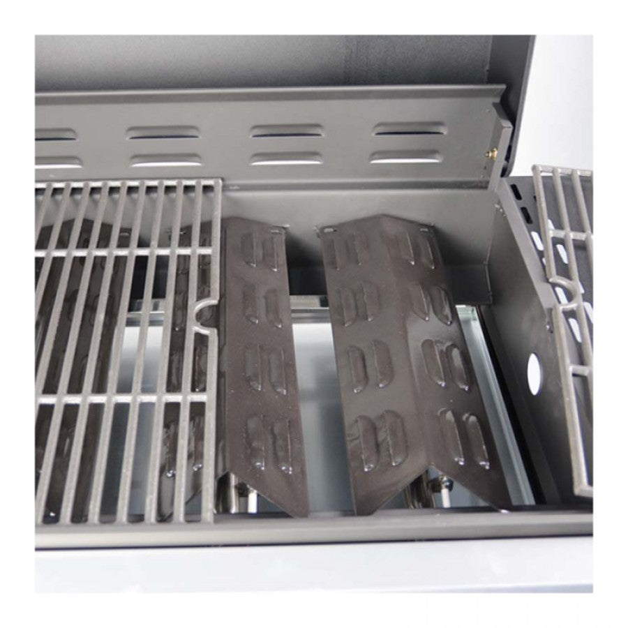 MHome Gas Grill 3 Burner With Cast Iron Grates, Thermometer And Side Shelves
