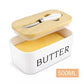 MHome Ceramic Butter Dish With Bamboo Wooden Lid & Butter Knife-Various Colours