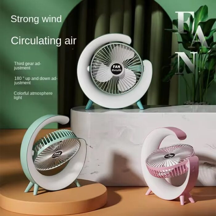 G Shaped Multi-Coloured Desk Fan USB Powered-Various Colours