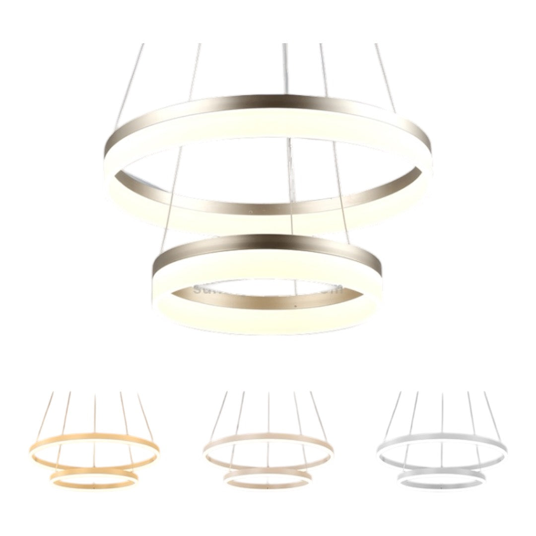 Chandeliers
Modern Minimalist Ring LED Chandelier Restaurant Bedroom Creative Personality Round Aluminum Lamps, Double Circle 80+100cm, Stepless Dimming + Remote Control-Available In Options