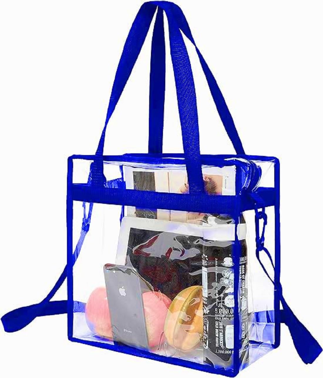 Clear Tote Bag, Stadium Security Approved, See Through Handbag Purse, Transparent Messenger Bag with Zipper Closure Crossbody Shoulder Bag with Adjustable Strap
