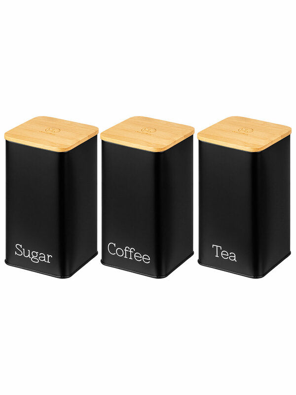 MHome 3pc Sugar,Tea & Coffee Canister Set-Various Colours
