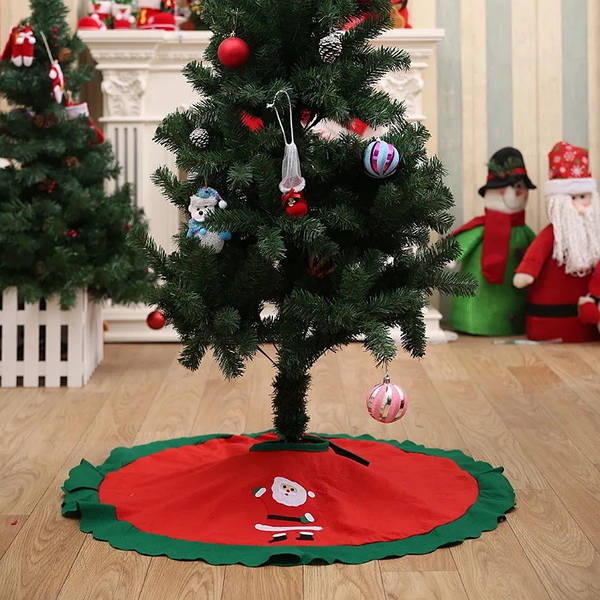93cm Red Christmas Tree Skirt – Non-Woven Xmas Tree Decoration Mat