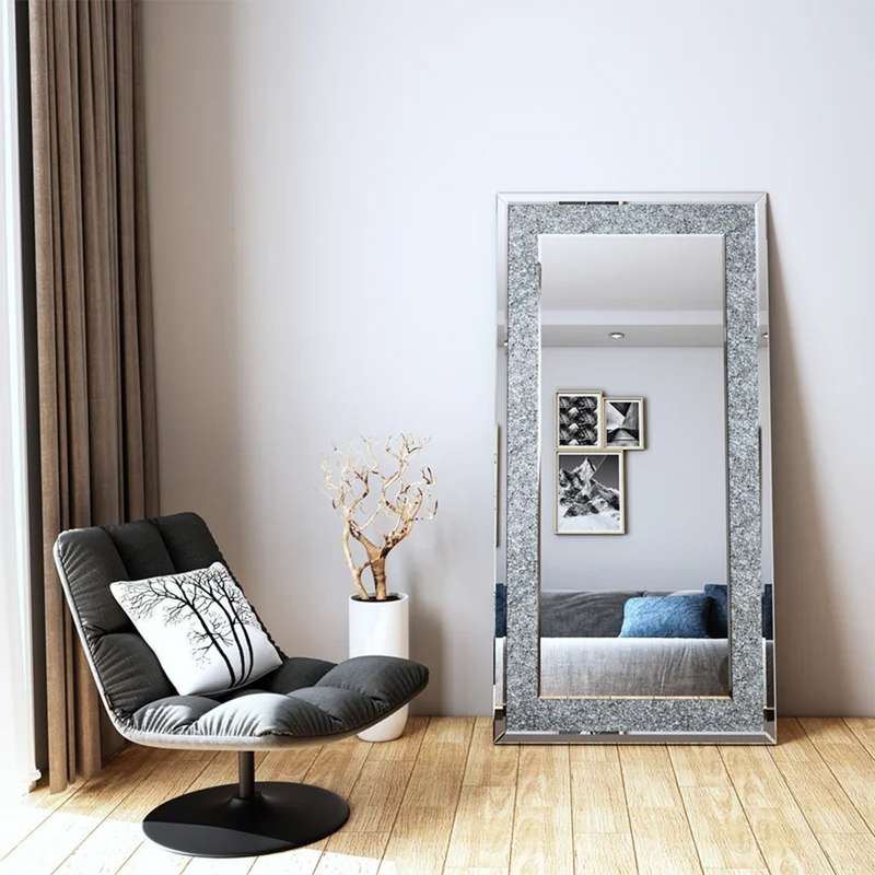 Crushed Diamond Large Rectangular Glass Mirror 2x1M Various Options