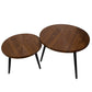 MFurn 2pc Nesting Side Tables – Round Wood Top with Sturdy Metal Frame