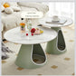 MFURN Modern Minimalist Round Stone Slab Iron Coffee Table 2-Tier For Living Room