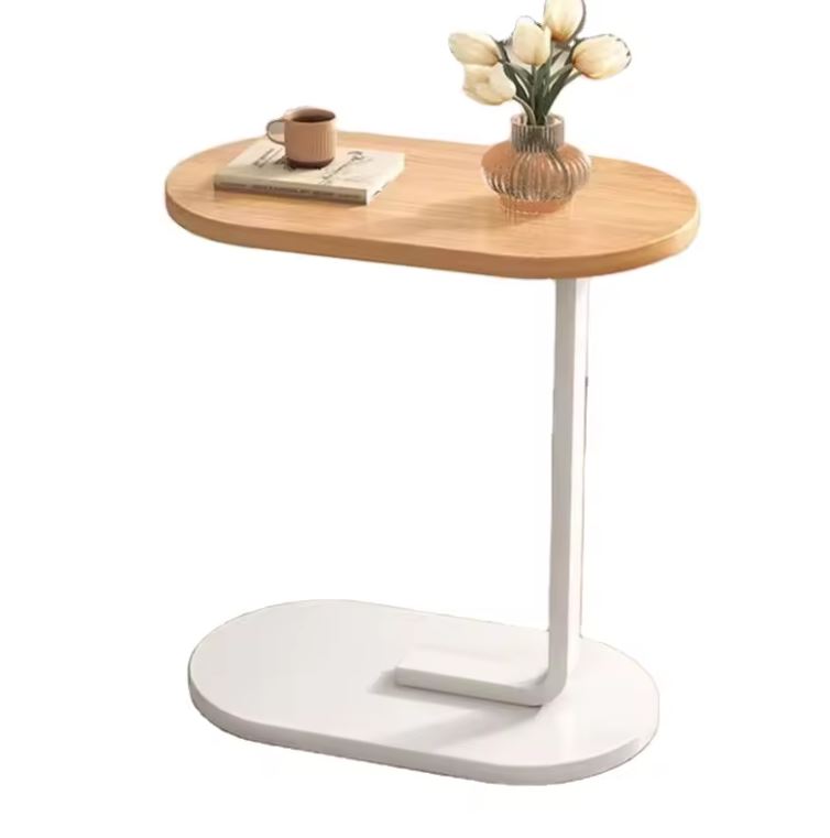 MFurn C-Shaped Side Table – Modern Narrow Coffee Table with Metal Frame for Small Spaces