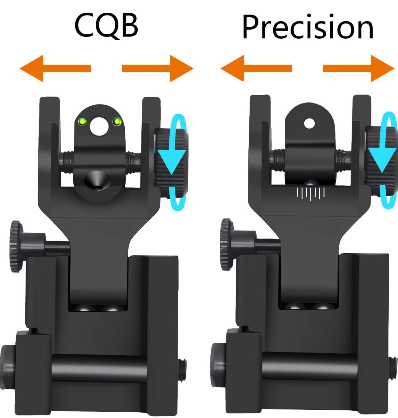 Tactical Fiber Optics Low Profile Flip up Iron Sight with Front Red Dot Sight and Rear Green Dot Sight