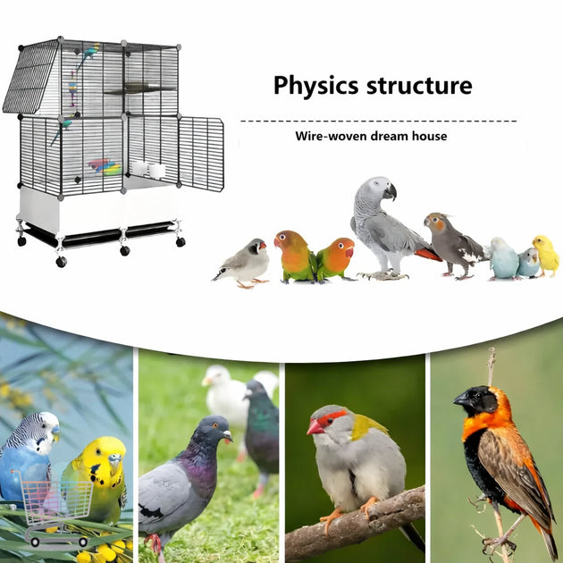 Modular Mobile
Bird Cage - Spacious 74cm x
37cm x 152cm Bird
Enclosure with Multi-Door