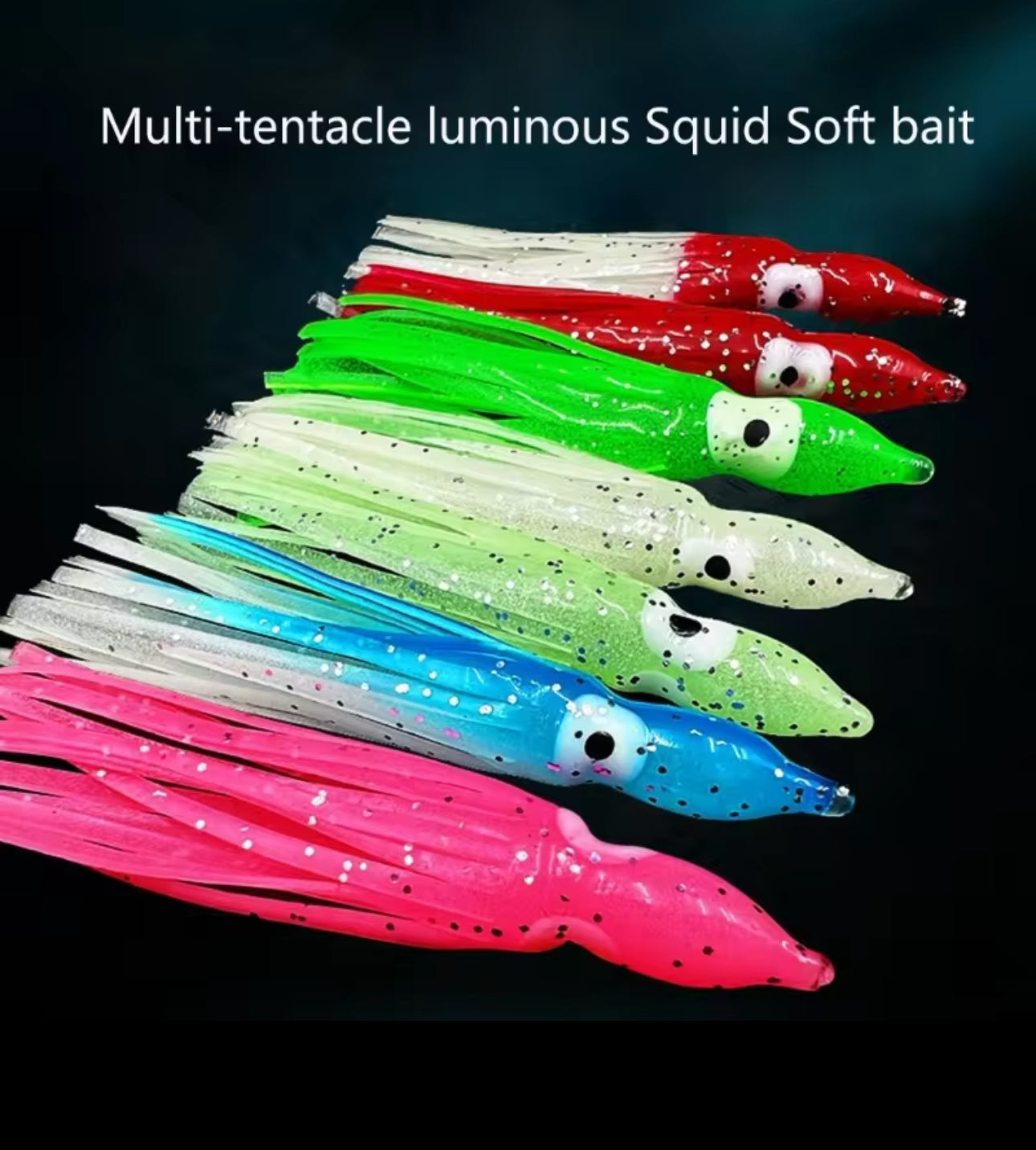 Luminous Squid Skirts Soft Lure Fish 9cm Night Fishing Lure Octopus Glow Rubber Artificial Bait for Tuna Sailfish 10pc