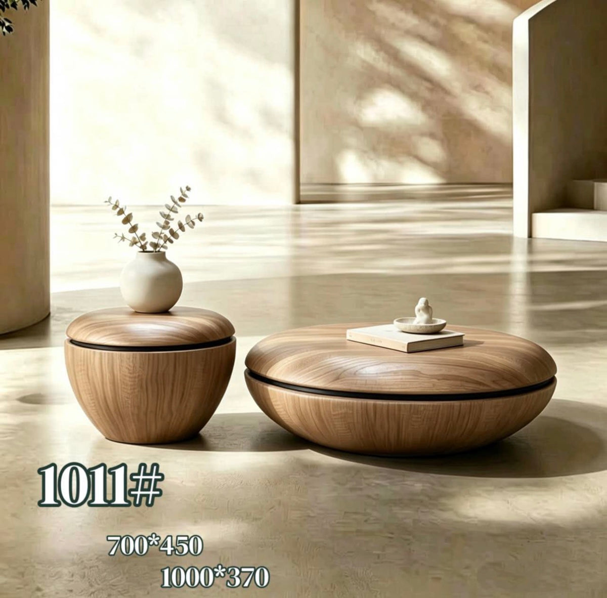 MFURN Designer Coffee Table Set 2pc Walnut