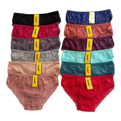 Ladies Lowcut Lace Underwear 12pc Pack