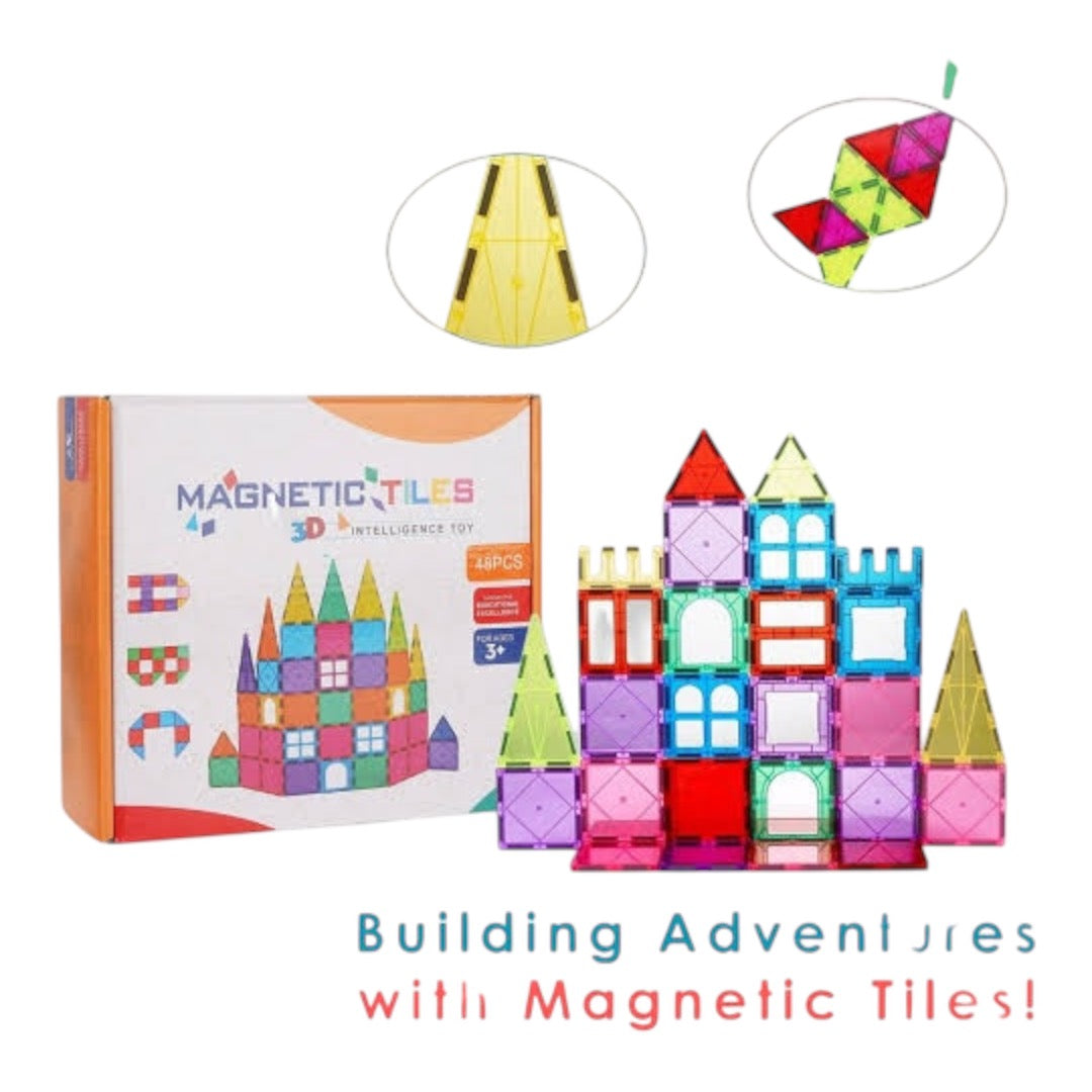 Large Magnetic Tiles 3D -48 piece
