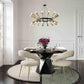 MFurn Rocco Mid-Century Modern Glam Dining Chair With Stainless Steel Legs