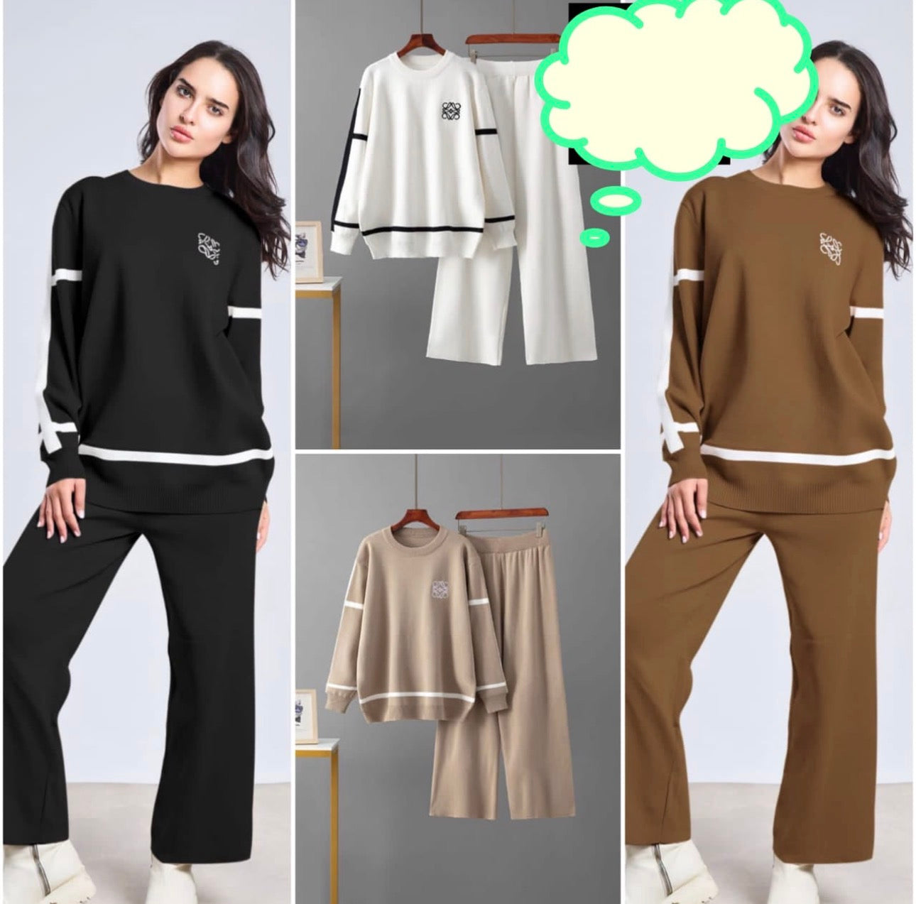 Ladies Knitted 2pc Outfits-Various Colours