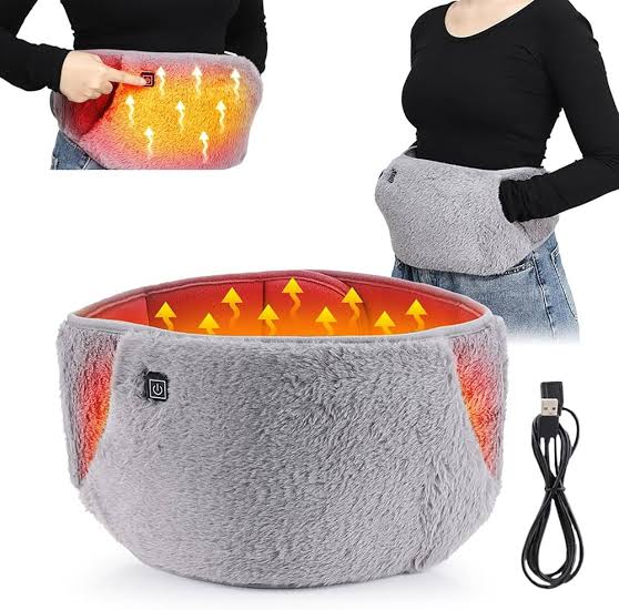 MCare USB Powered Heating Waist Belt, Heating Pad with Hand Pockets, Electric Heated Waist Belt for Period Cramps Body Joints Pain, Three - Level Temperature Control, Grey
