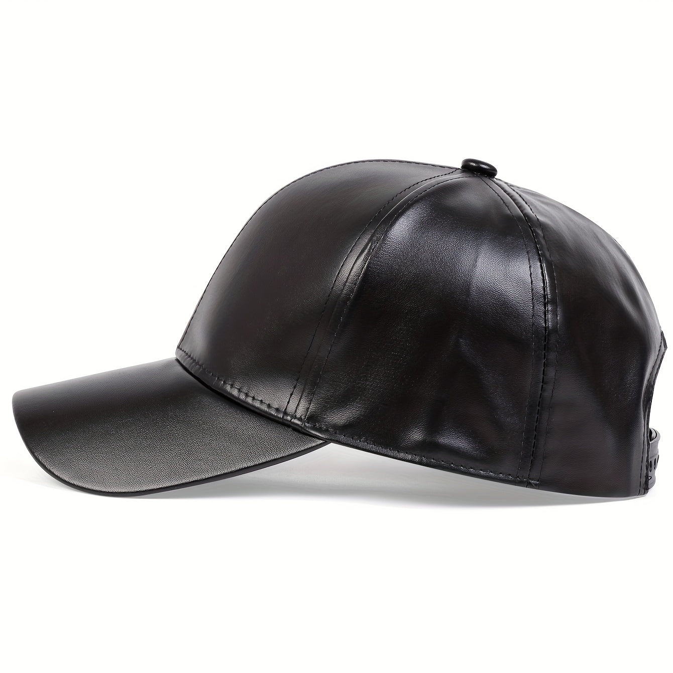 Unisex PU Leather Baseball Cap Black Casual Hats