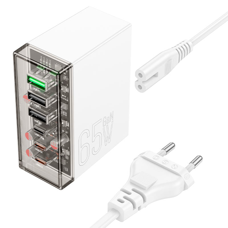 Network Charging Station Hoco N36 Fuerza PD 3USB/3Type-C 65W (white)