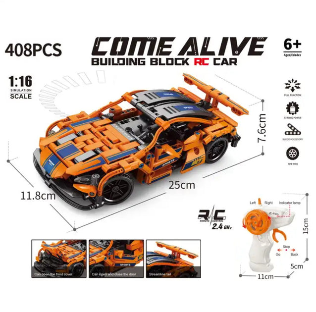 Building Block Speed Sports Car Remote Control Toy 408pc